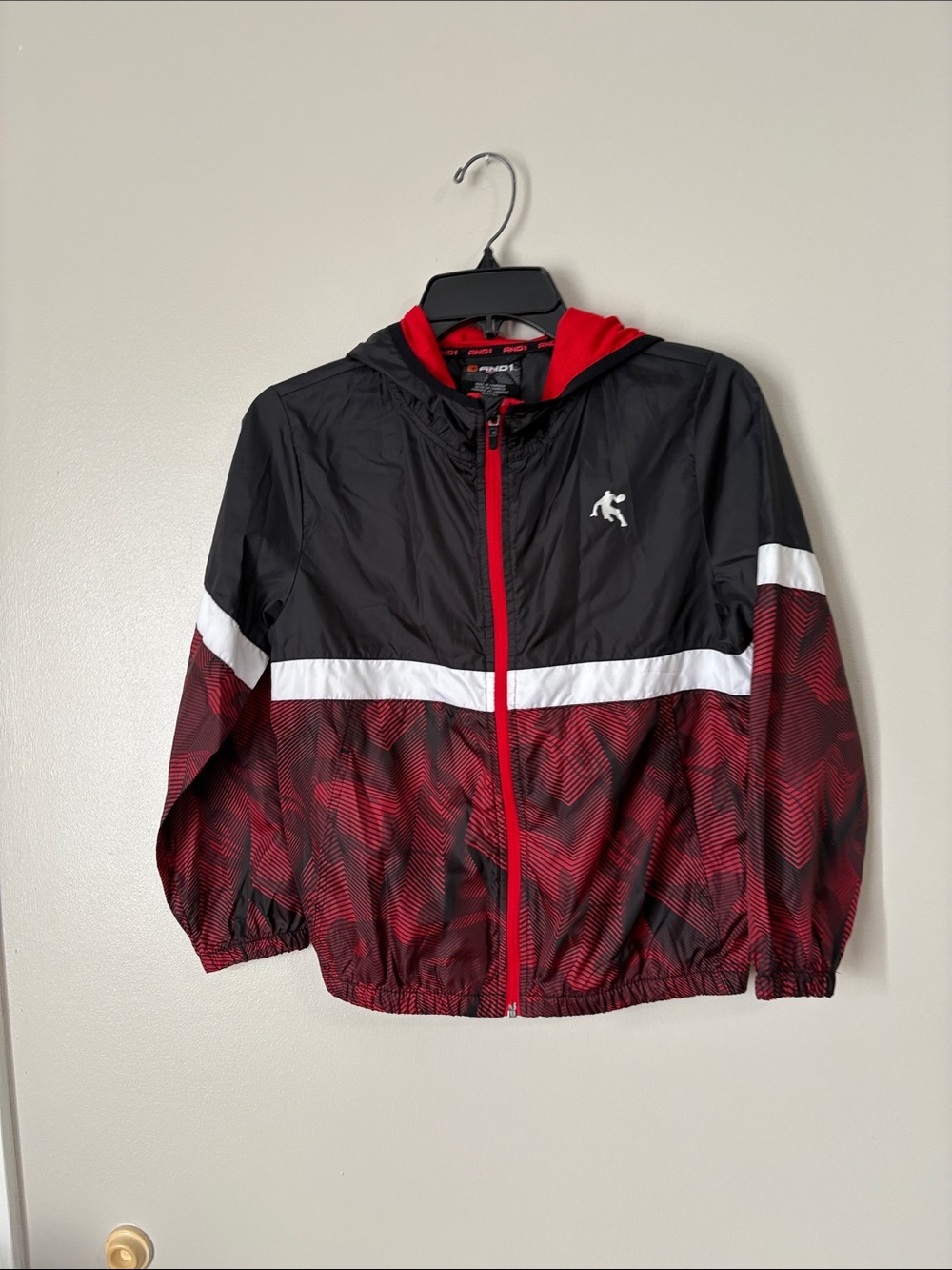 Kids Red & Black Hooded Rain Jacket